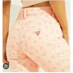 Guess 1981 Peach Straight Leg Jeans 26x32 | Eyelet Detail | Rare Color Denim